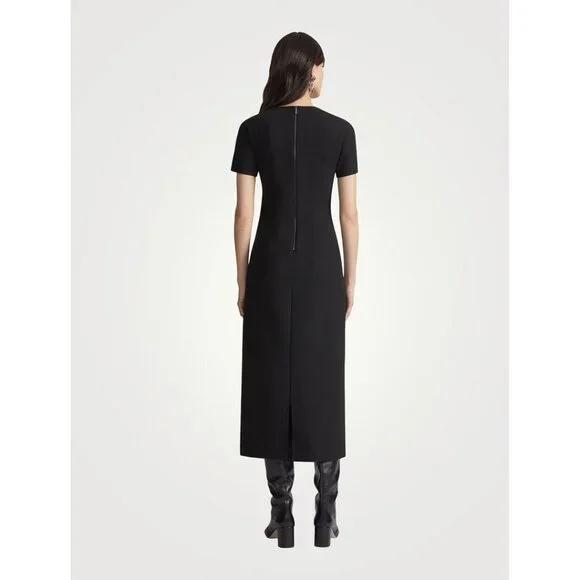 1198$ LAFAYETTE 148 NEW YORK Stretch Wool Midi Dress Short Sleeve Size 0 Black - Picture 2 of 2